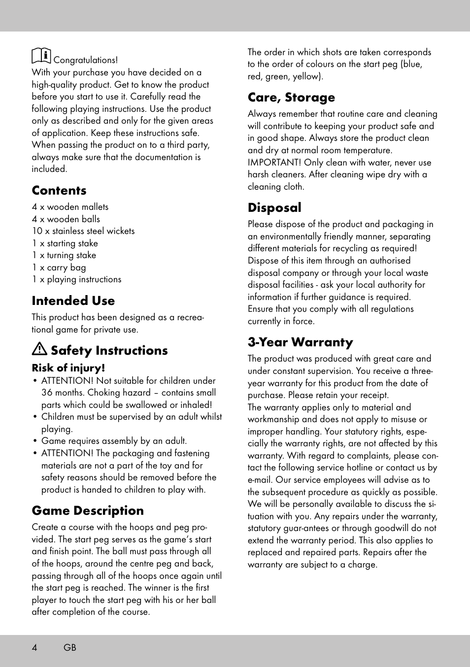 Playtive CROQUET SET User Manual | Page 4 / 16