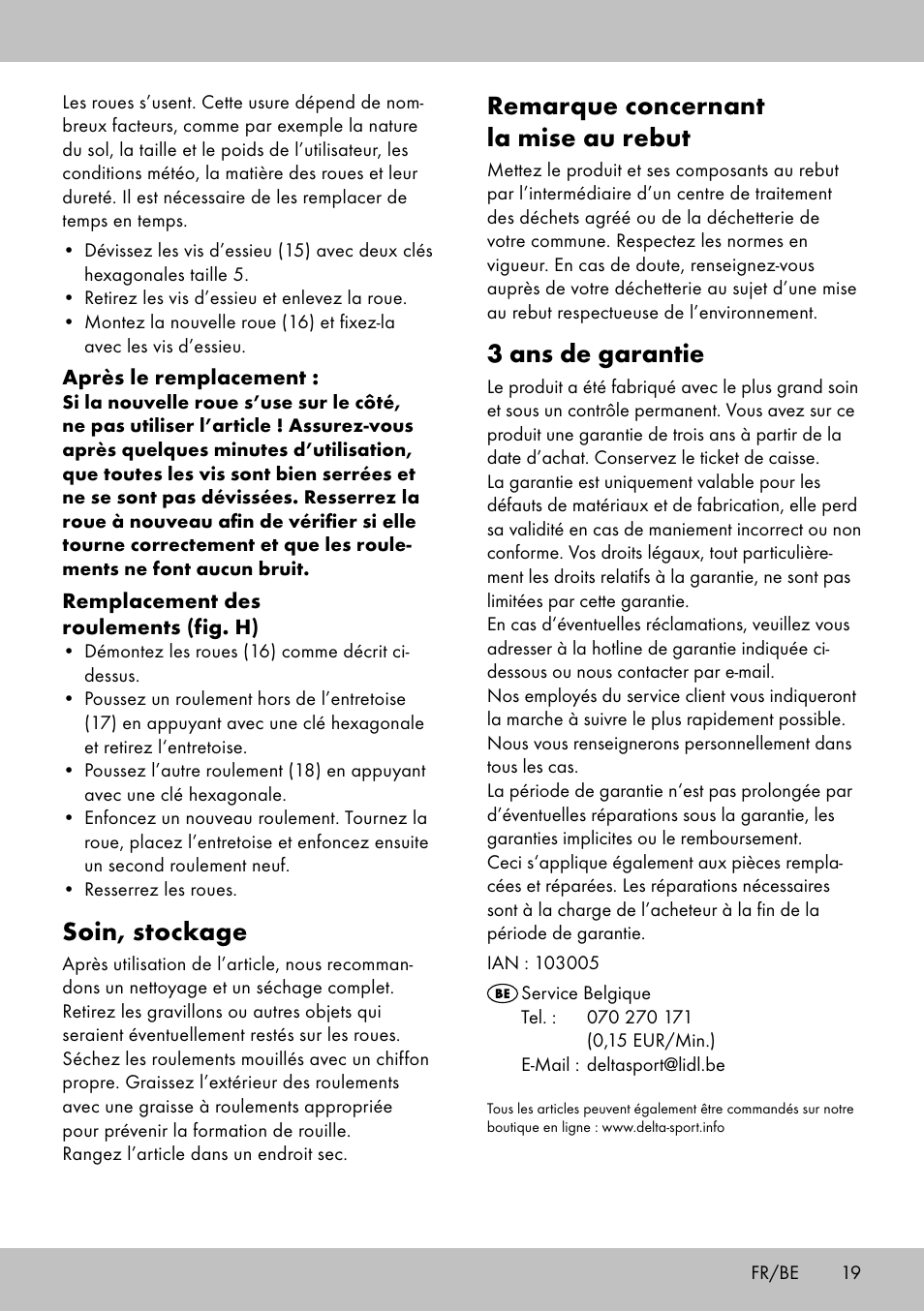 Remarque concernant la mise au rebut, 3 ans de garantie, Soin, stockage | Playtive Scooter User Manual | Page 17 / 26