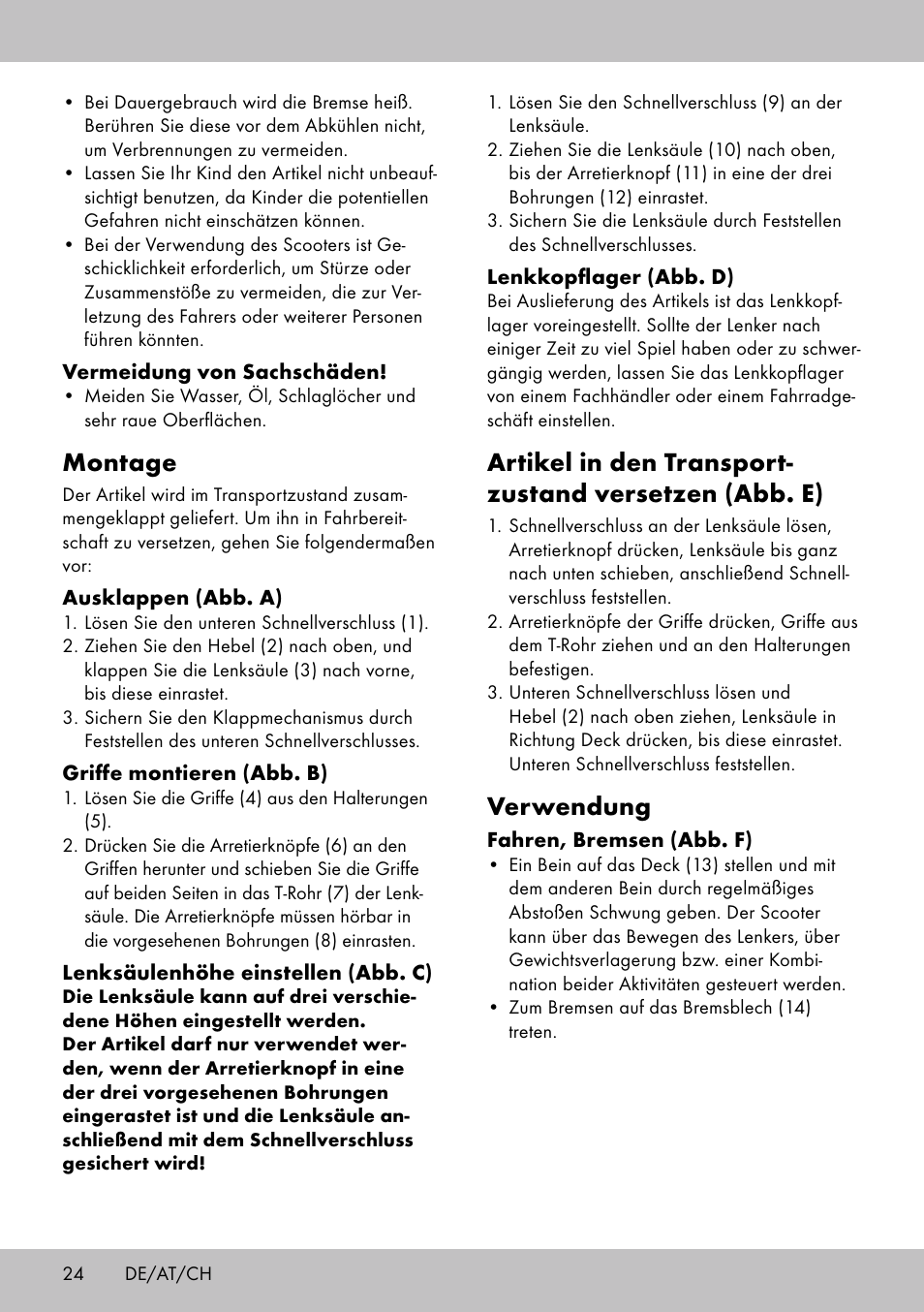 Montage, Verwendung | Playtive Scooter User Manual | Page 22 / 26