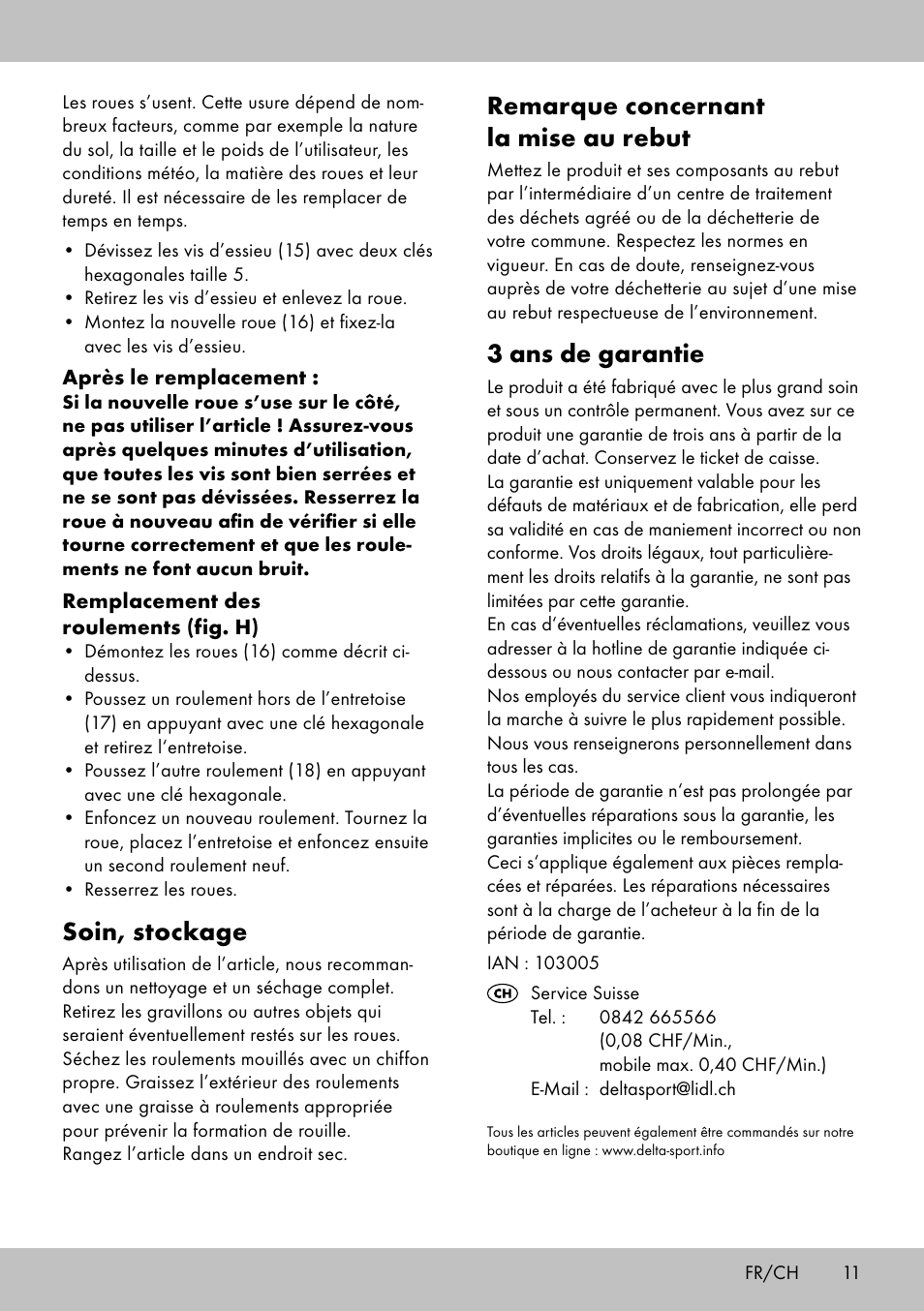 Remarque concernant la mise au rebut, 3 ans de garantie, Soin, stockage | Playtive Scooter User Manual | Page 9 / 18