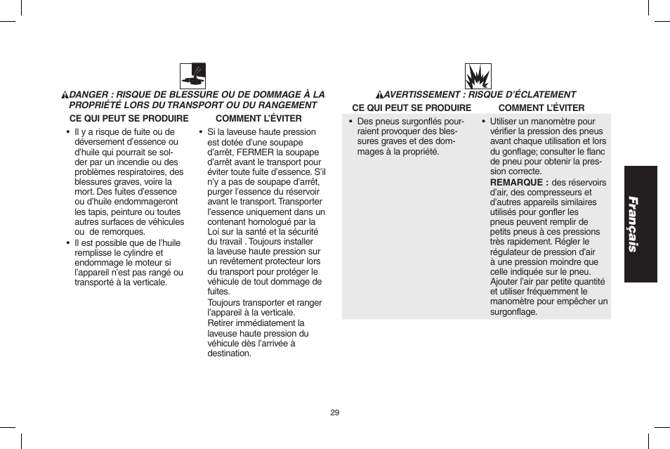 Français | DeWalt 7103629 User Manual | Page 29 / 68