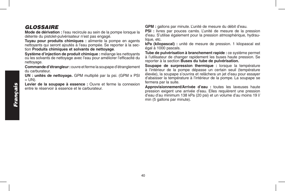 Français, Glossaire | DeWalt 7103629 User Manual | Page 40 / 68