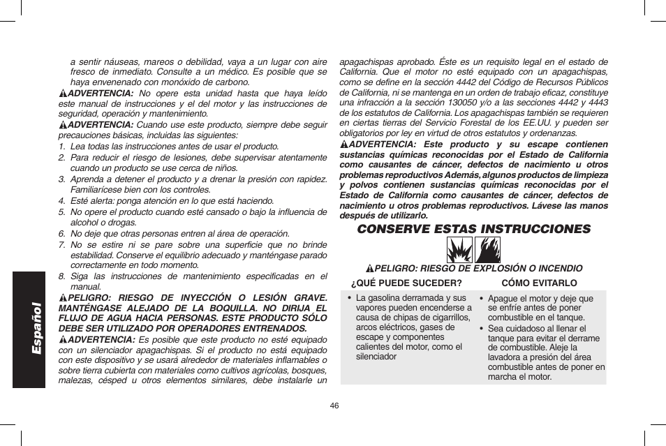 Español, Conserve estas instrucciones | DeWalt 7103629 User Manual | Page 46 / 68