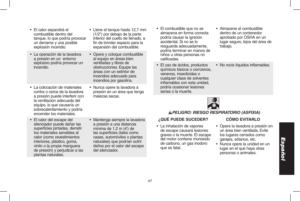 Español | DeWalt 7103629 User Manual | Page 47 / 68