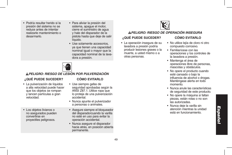 Español | DeWalt 7103629 User Manual | Page 49 / 68