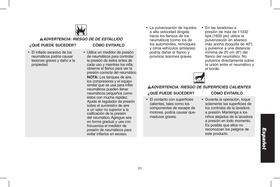 Español | DeWalt 7103629 User Manual | Page 51 / 68