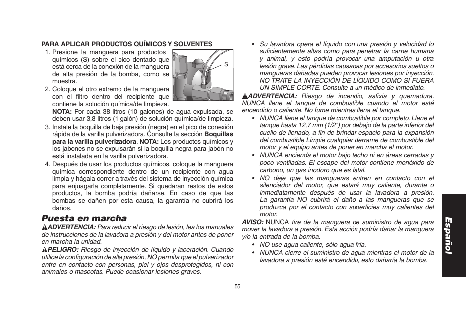 Español, Puesta en marcha | DeWalt 7103629 User Manual | Page 55 / 68