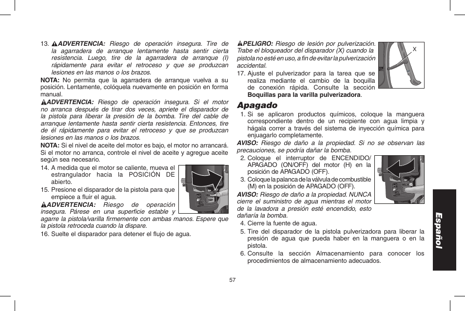 Español, Apagado | DeWalt 7103629 User Manual | Page 57 / 68