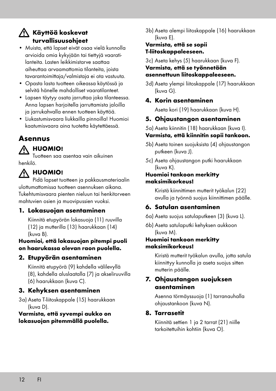 Asennus | Playtive Training Balance Bike LR-1703 User Manual | Page 10 / 30