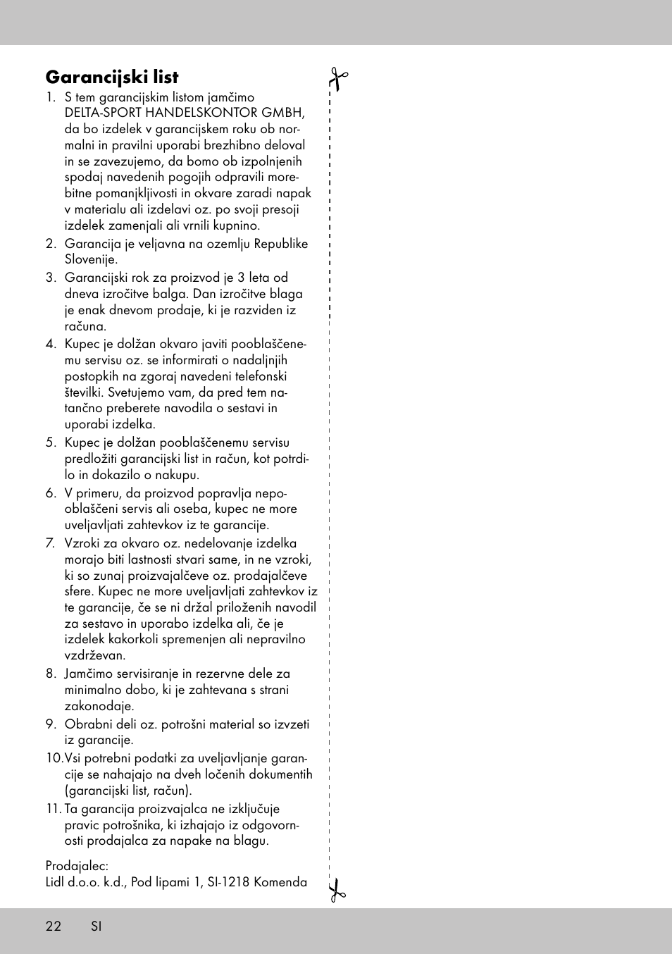 Garancijski list | Playtive Training Balance Bike LR-1703 User Manual | Page 20 / 30