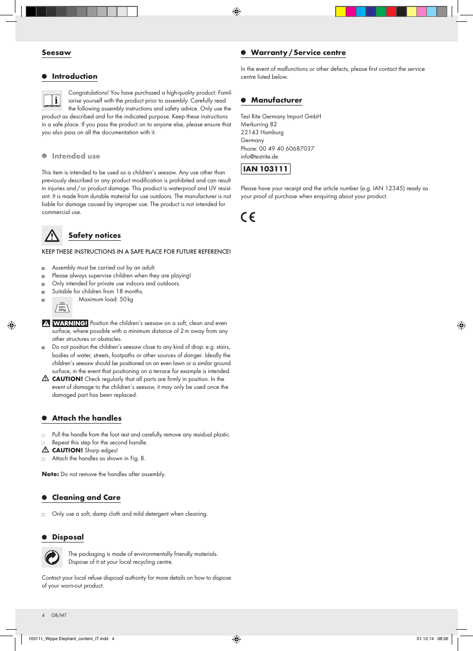 Playtive Seesaw User Manual | Page 4 / 7
