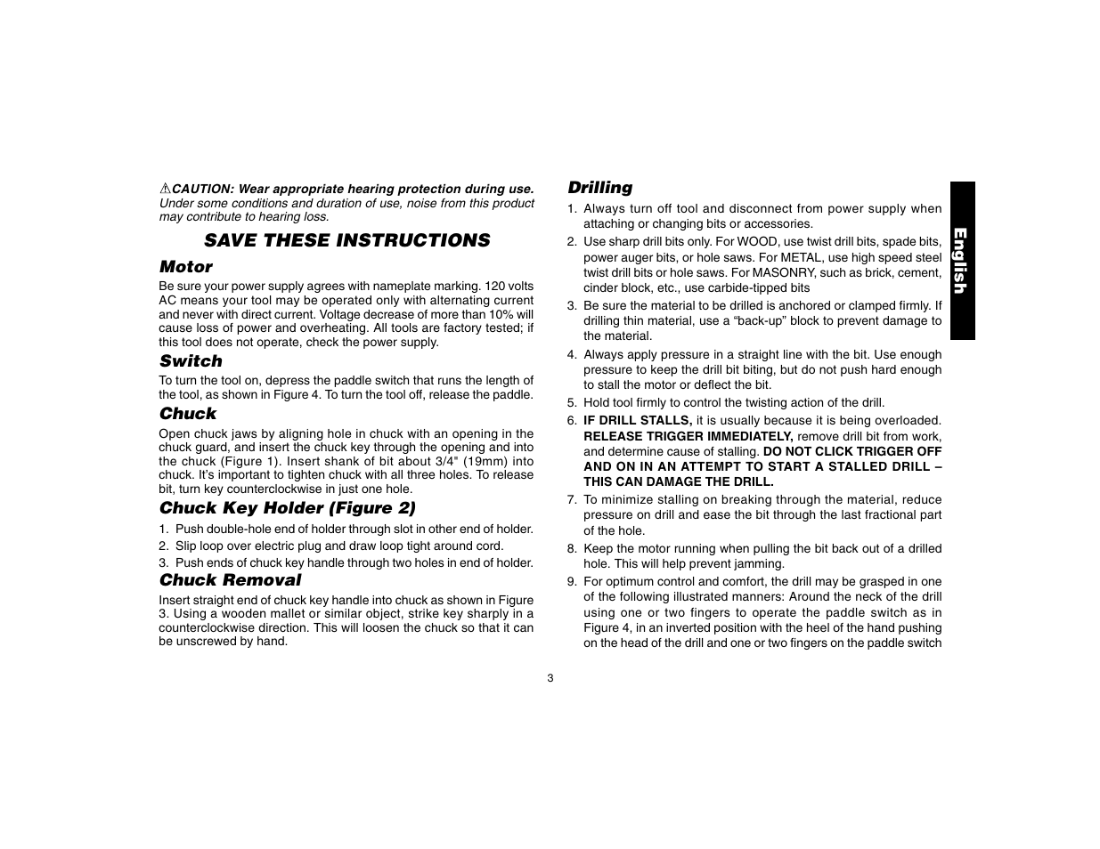 Save these instructions | DeWalt DW160 User Manual | Page 5 / 24