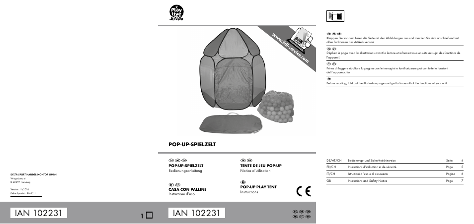 Playtive Pop-up Play Tent User Manual | 6 pages