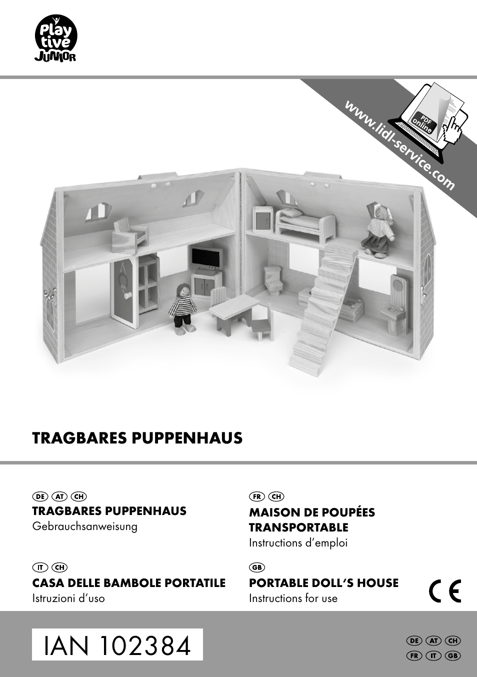 Playtive PORTABLE DOLL‘S HOUSE User Manual | 8 pages