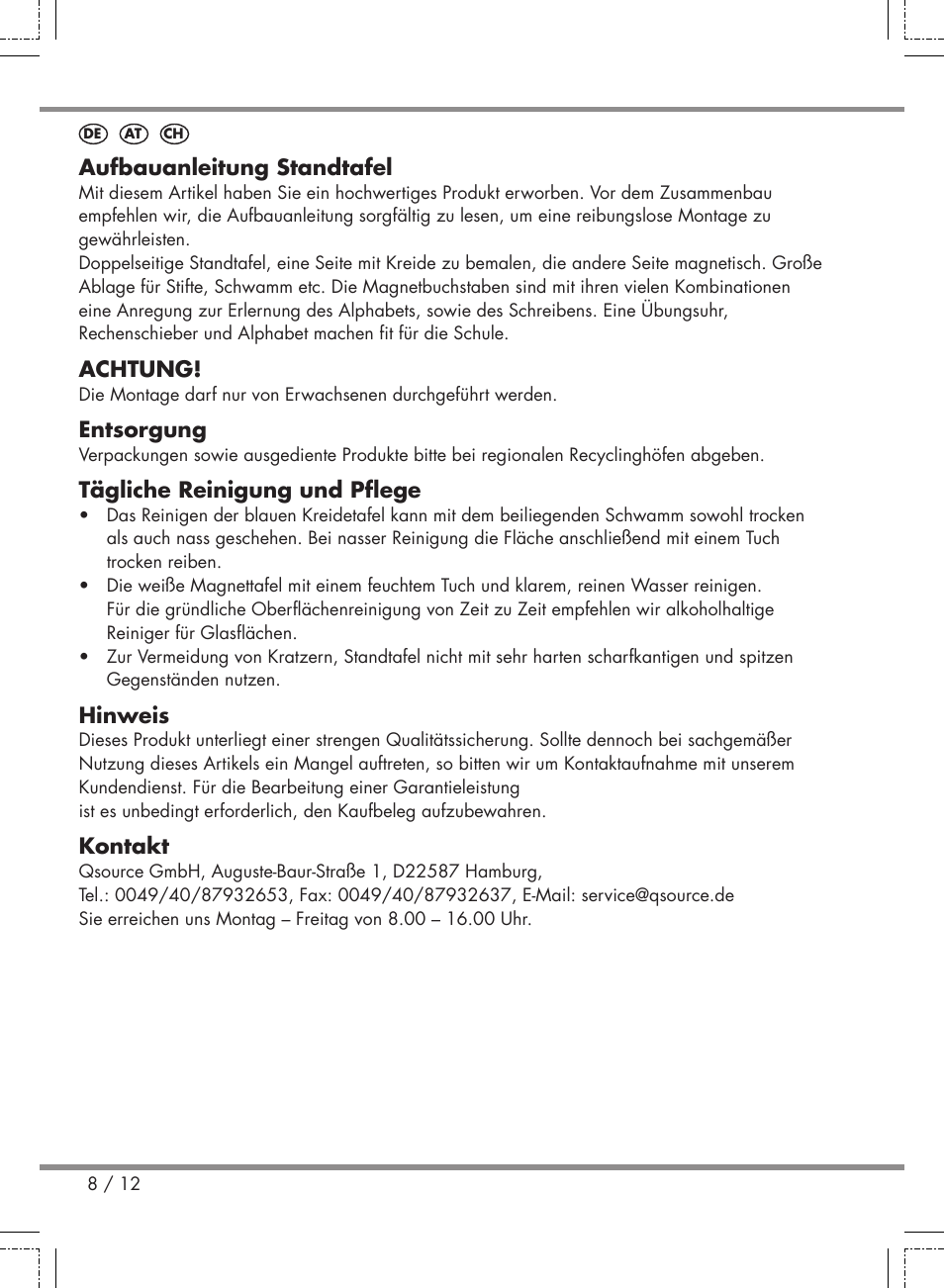 Playtive Kids' Easel User Manual | Page 8 / 12