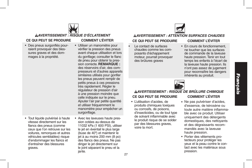 Français | DeWalt N000589 User Manual | Page 27 / 64