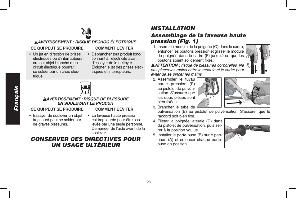 Français | DeWalt N000589 User Manual | Page 28 / 64