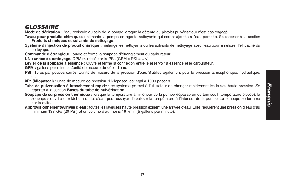 Français glossaire | DeWalt N000589 User Manual | Page 37 / 64