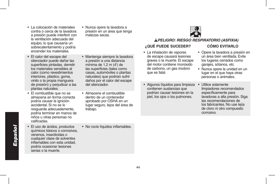 Español | DeWalt N000589 User Manual | Page 44 / 64