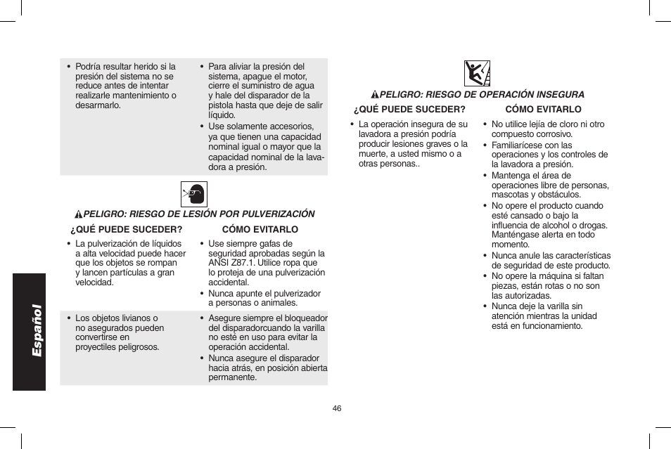 Español | DeWalt N000589 User Manual | Page 46 / 64