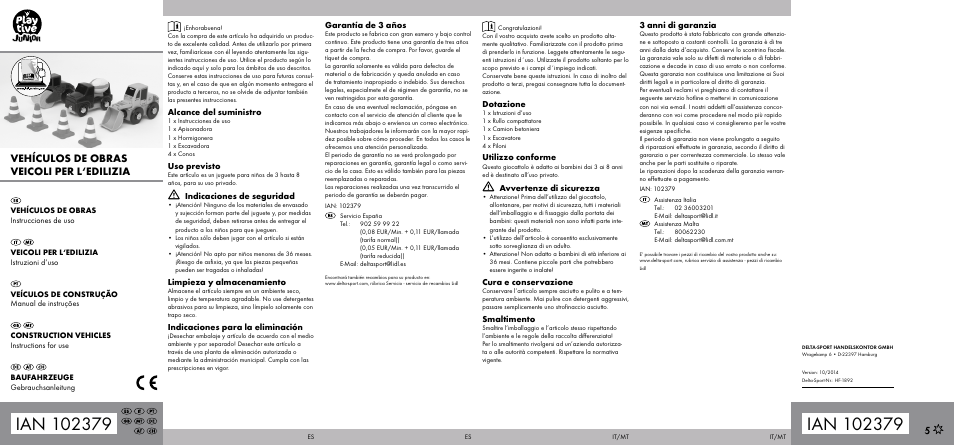 Playtive CONSTRUCTION VEHICLES User Manual | 2 pages