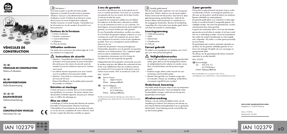 Playtive CONSTRUCTION VEHICLES User Manual | 2 pages