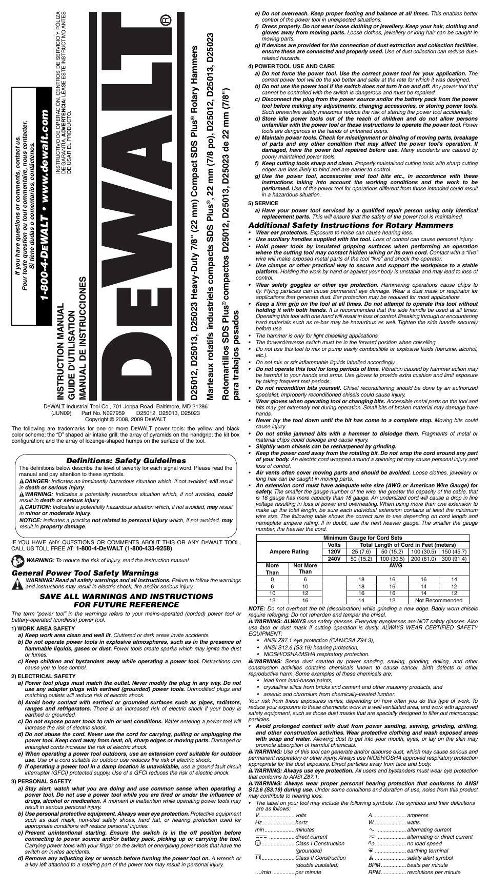 DeWalt Compact SDS Plus N027959 User Manual | 7 pages