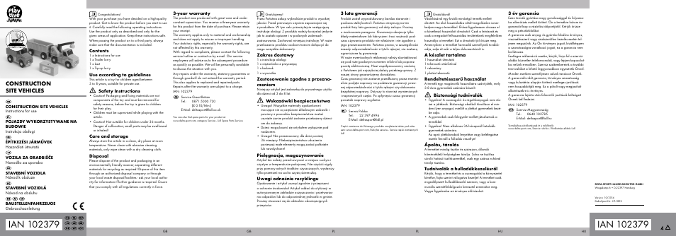 Playtive CONSTRUCTION SITE VEHICLES User Manual | 2 pages