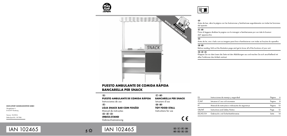 Playtive PUESTO AMBULANTE DE COMIDA RÁPIDA BANCARELLA PER SNACK User Manual | 14 pages