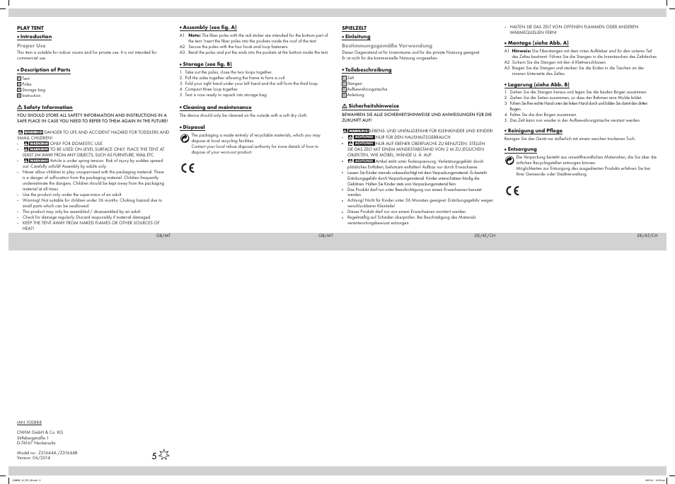 Playtive Play Tent User Manual | Page 2 / 2