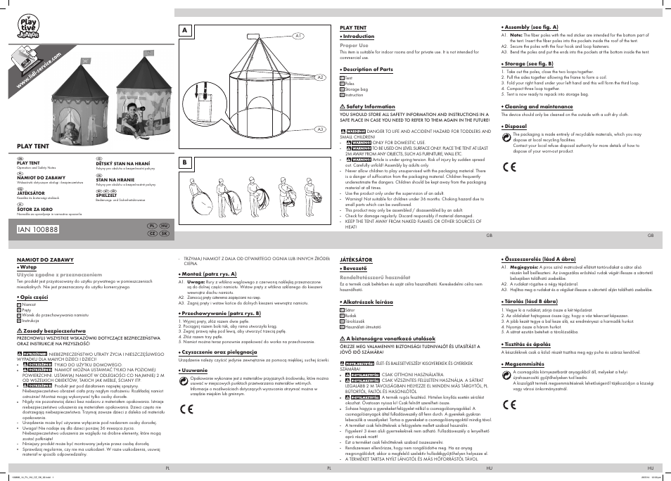 Playtive Play Tent User Manual | 2 pages