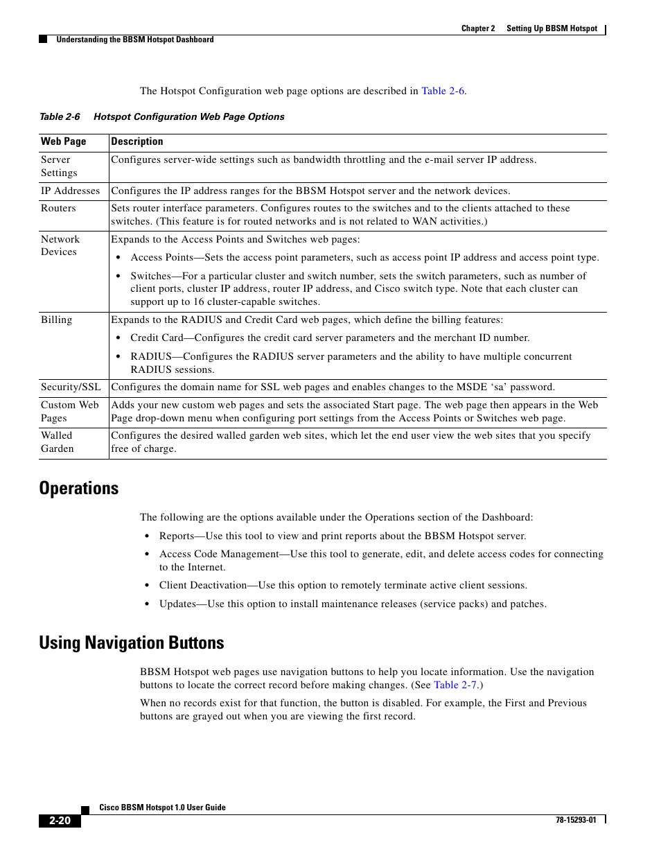 Operations, Using navigation buttons | Cisco BBSM 1 User Manual | Page 20 / 42