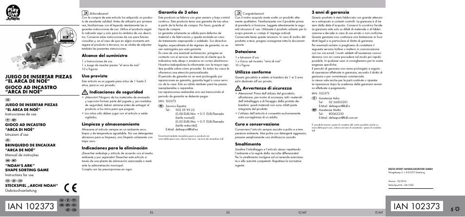 Playtive NOAH‘S ARK SHAPE SORTING GAME User Manual | 2 pages