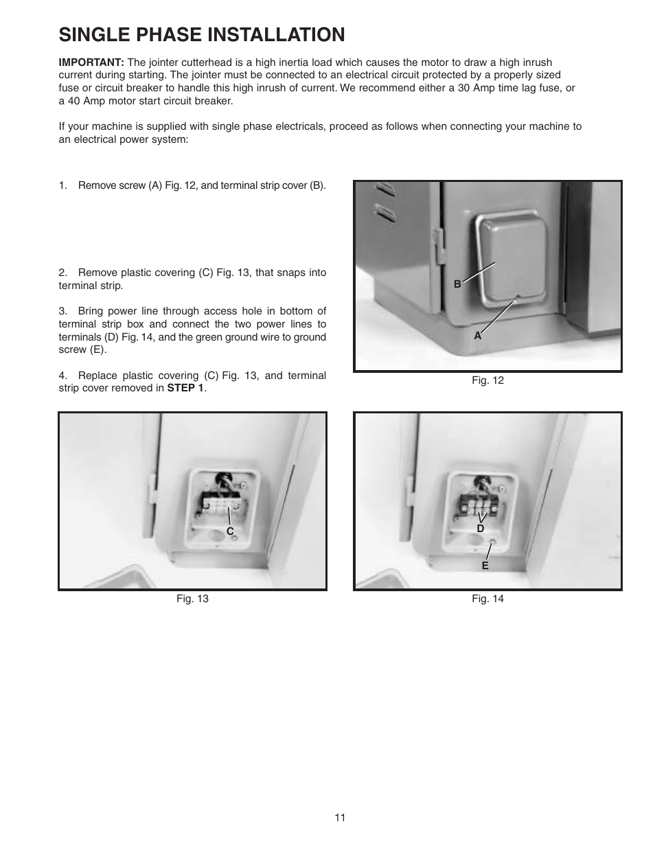 Single phase installation | Delta 37-360 User Manual | Page 11 / 24