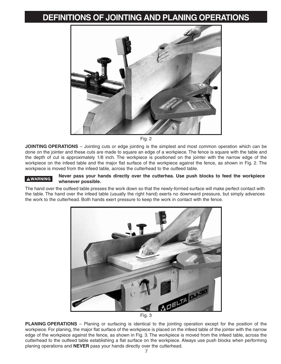 Definitions of jointing and planing operations | Delta 37-360 User Manual | Page 7 / 24