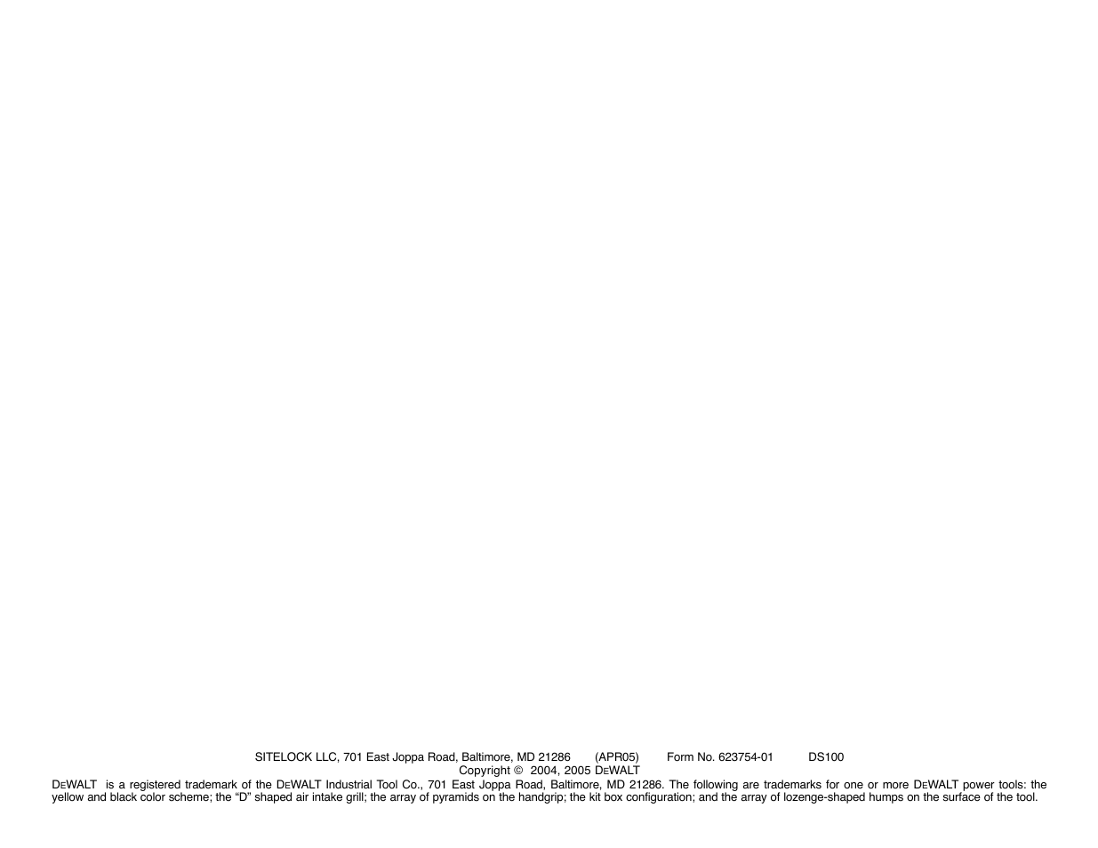 DeWalt DS100 User Manual | Page 104 / 104