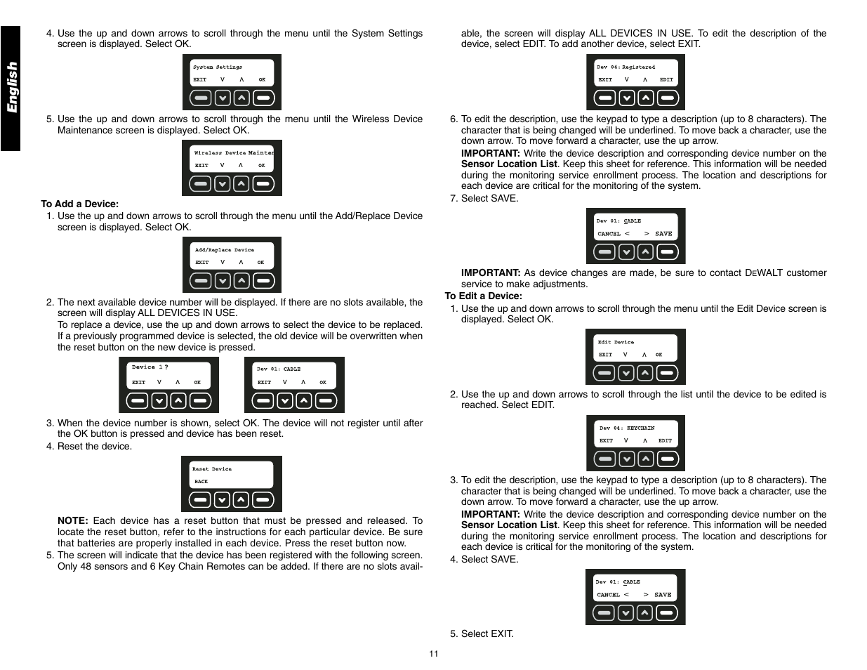 English | DeWalt DS100 User Manual | Page 18 / 104