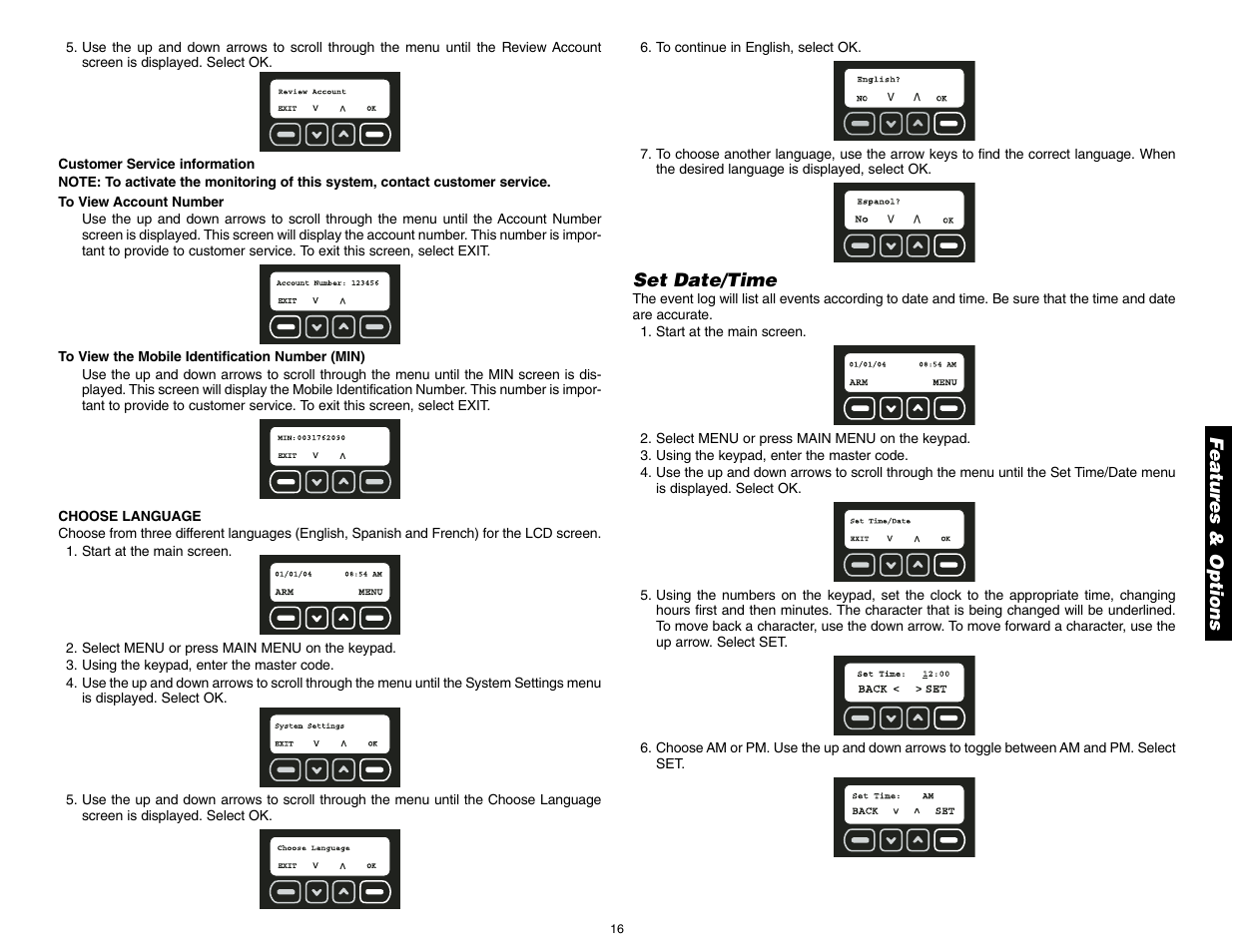 Featur es & options, Set date/time | DeWalt DS100 User Manual | Page 23 / 104