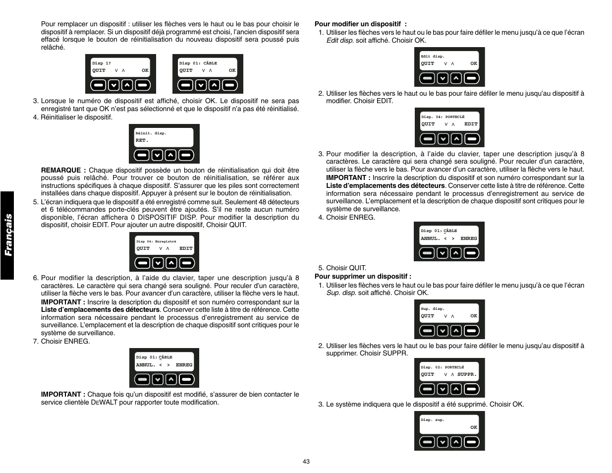 Français | DeWalt DS100 User Manual | Page 50 / 104