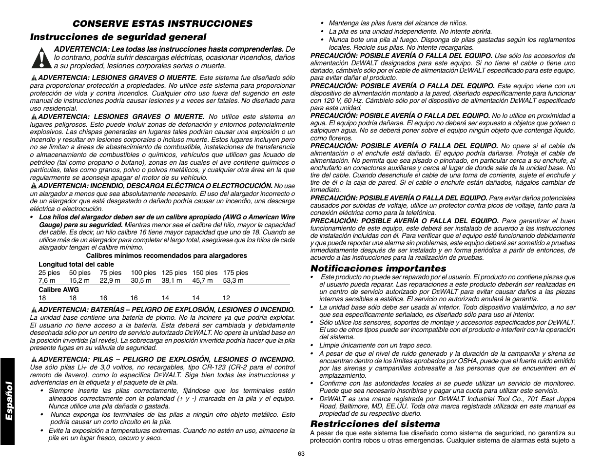 DeWalt DS100 User Manual | Page 70 / 104