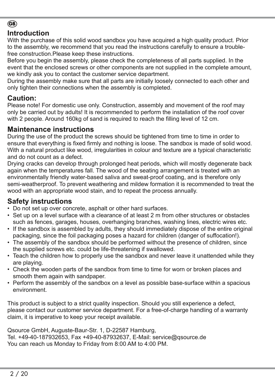 Playtive Sandpit User Manual | Page 2 / 20