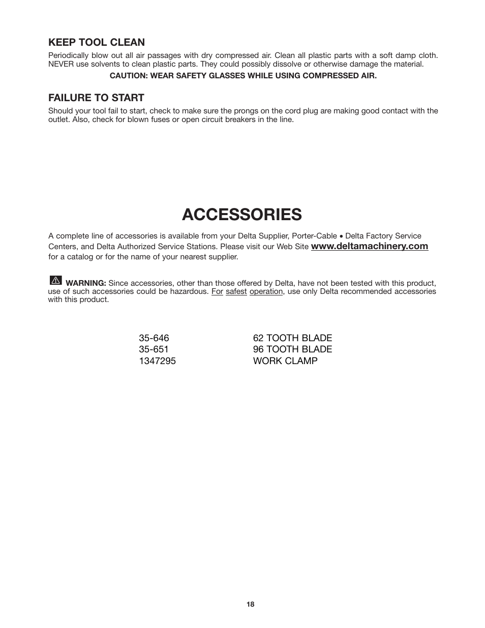 Accessories | Delta 36-255 User Manual | Page 18 / 21