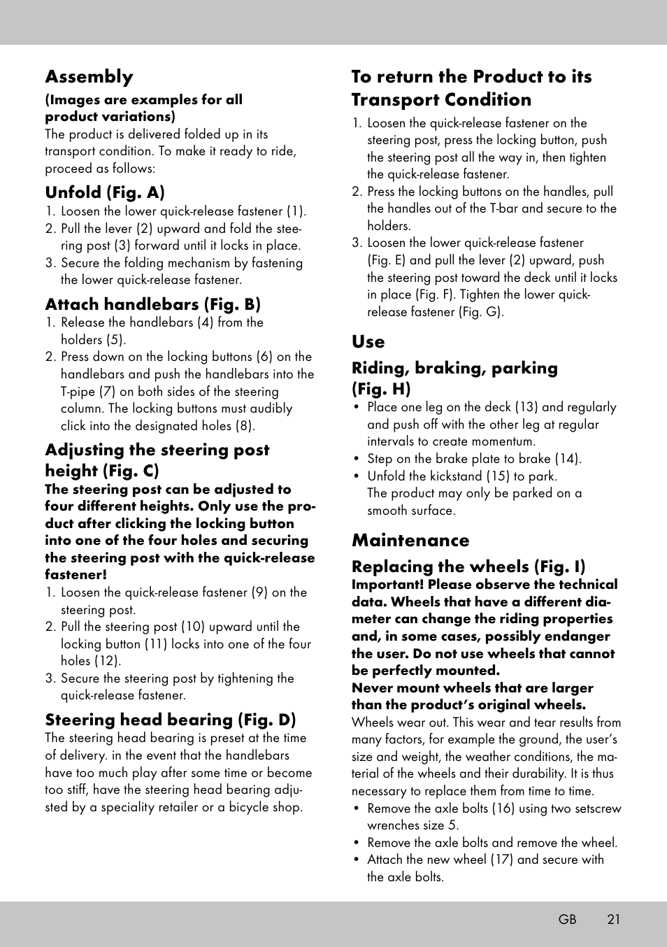 Assembly, Maintenance | Playtive Aluminium Scooter User Manual | Page 21 / 24