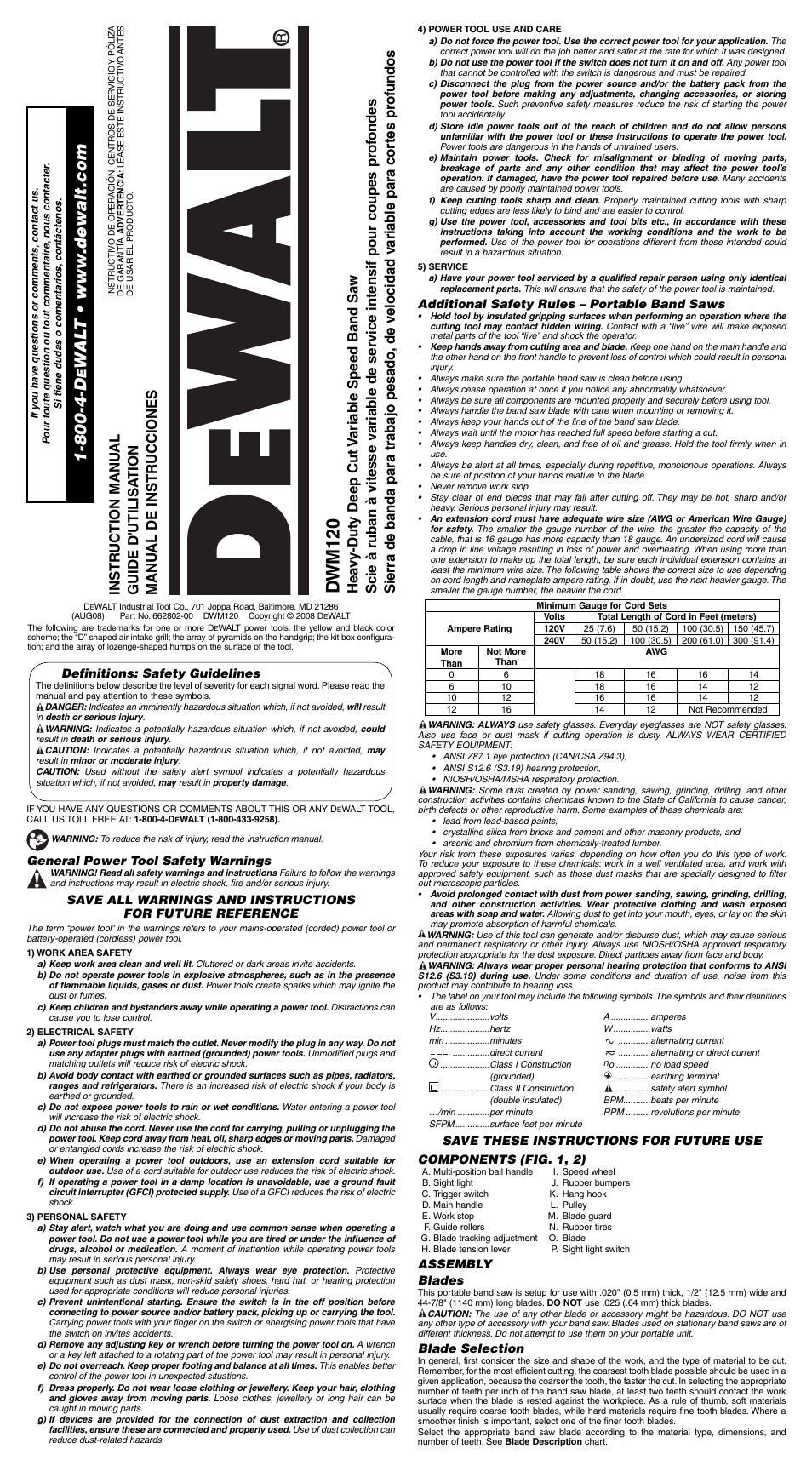 DeWalt DWM120 User Manual | 7 pages