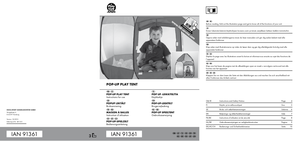 Playtive Pop-up Play Tent User Manual | 10 pages