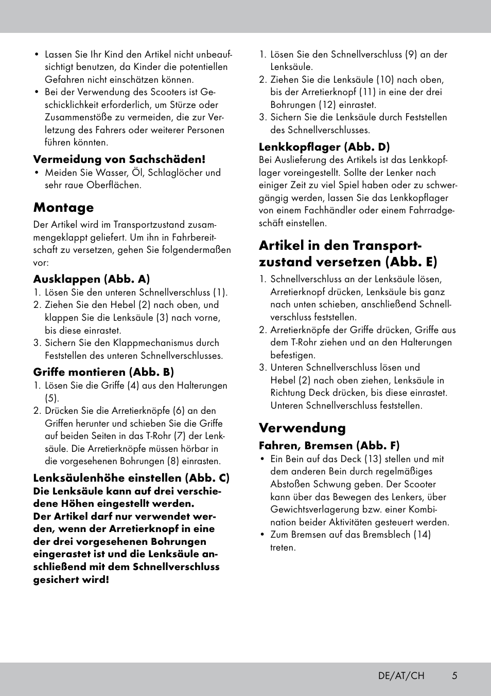 Montage, Verwendung | Playtive Scooter User Manual | Page 5 / 20