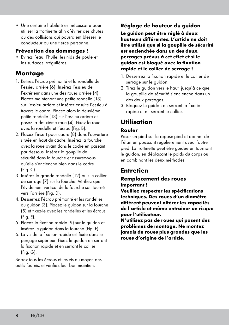 Montage, Utilisation, Entretien | Playtive Tri Scooter User Manual | Page 8 / 20