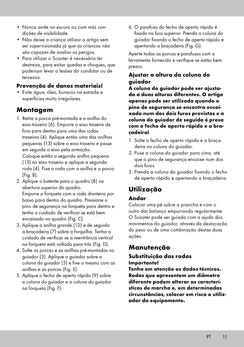 Montagem, Utilização, Manutenção | Playtive Tri Scooter User Manual | Page 11 / 20