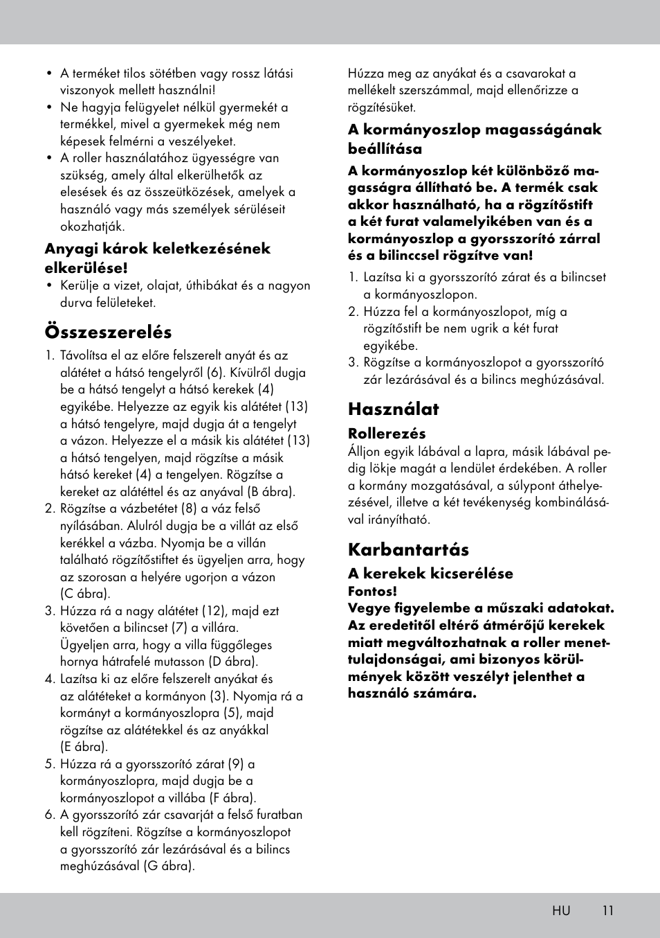 Összeszerelés, Használat, Karbantartás | Playtive Tri Scooter User Manual | Page 11 / 28