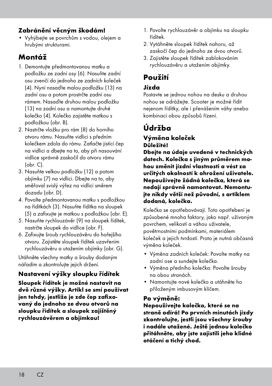 Montáž, Použití, Údržba | Playtive Tri Scooter User Manual | Page 18 / 28